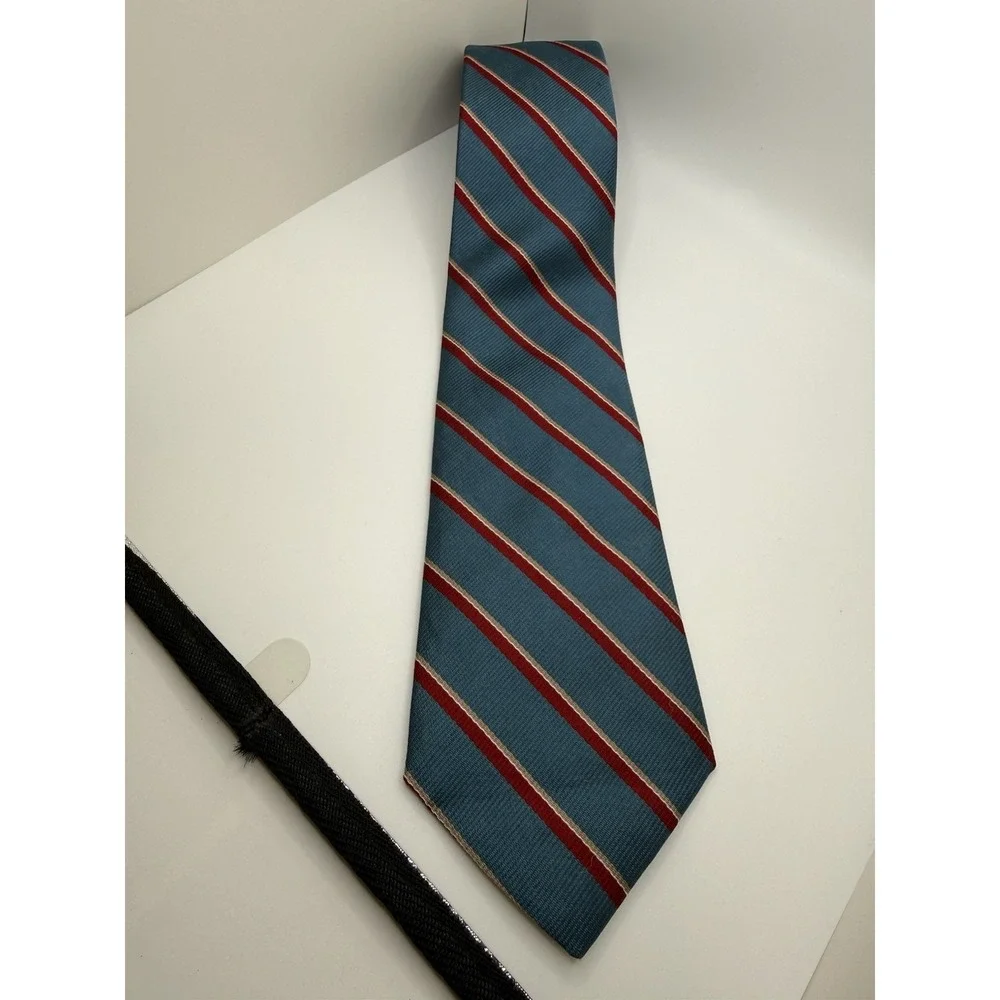 VTG Arnold Palmer Silk Tie USA Teal Red Stripe Classic Golf Mens 58.5